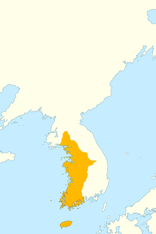 Map of Baekje (A.D. 4C).png · 출처: 위키미디어 커먼즈 · CC0 / Kheeguk